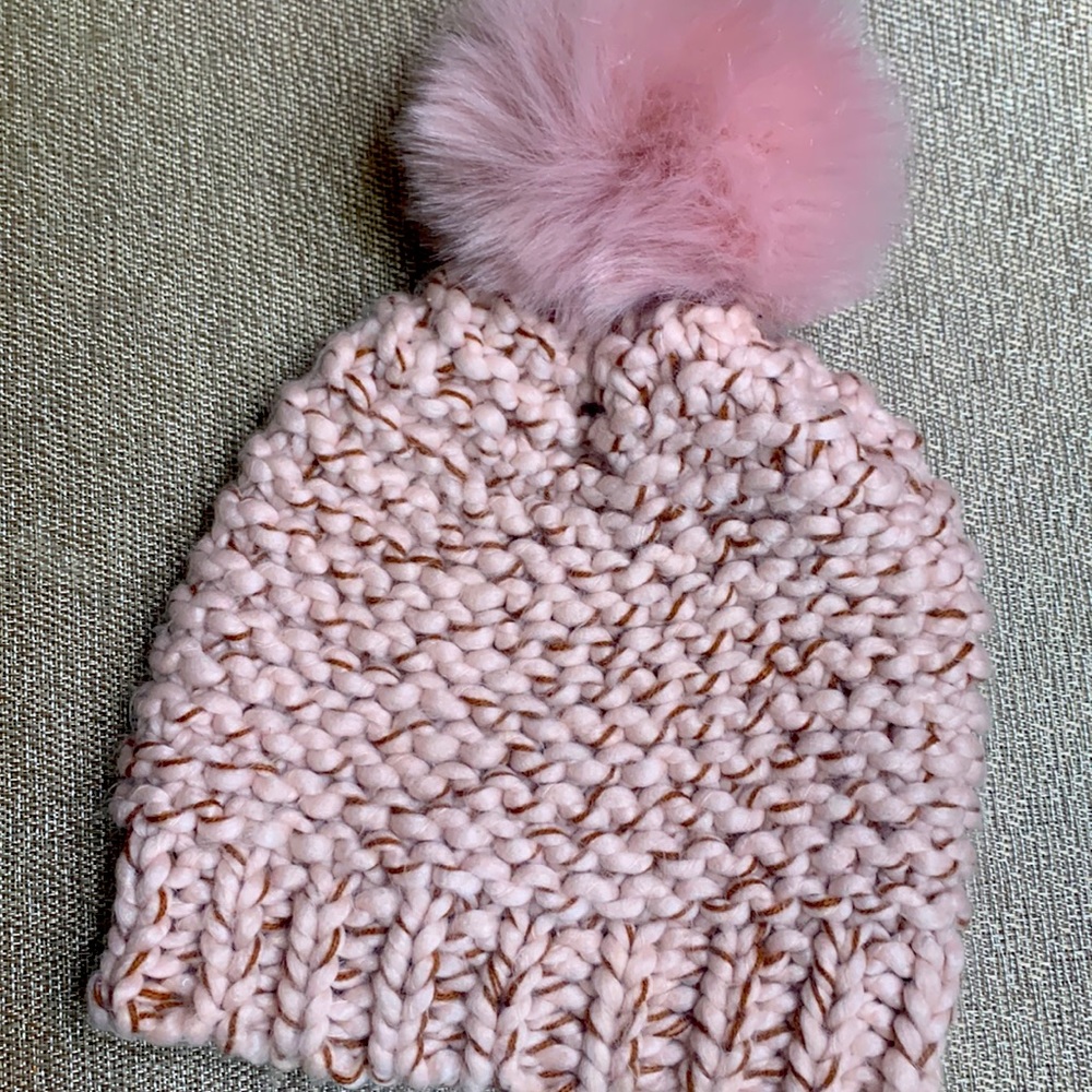 Gently used, EXPRESS Pink with Brown Winter Hat 💗